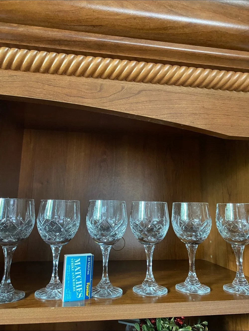 Vintage Crystal hand  Cut Wine Glasses - Clear Stemware Set of 6